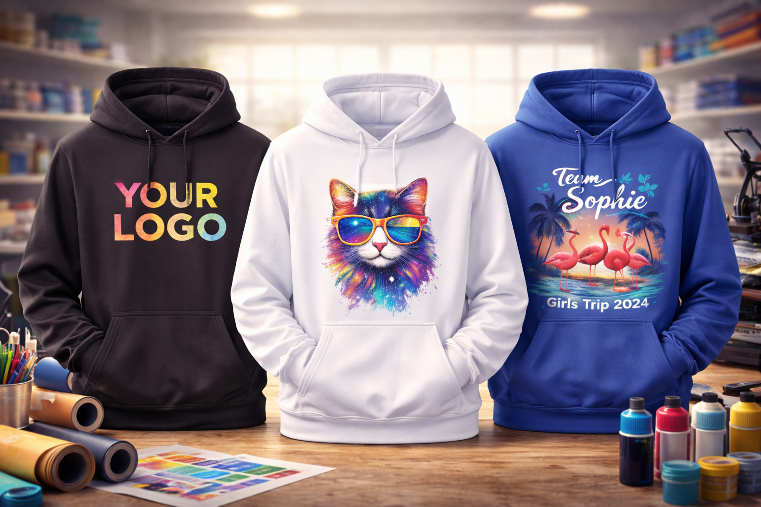 Personalisierter Hoodie mit Textildruck (Back- oder Frontprint)